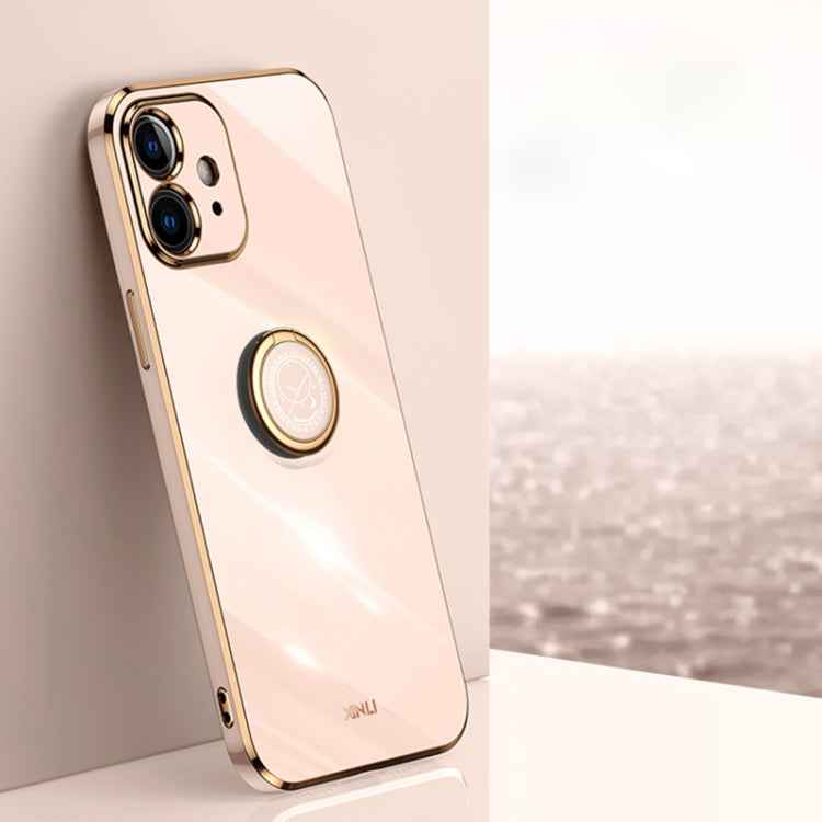 XINLI Straight Edge 6D Electroplate TPU Phone Case with Ring Holder, For iPhone 11 Pro Max, For iPhone 12, For iPhone 12 mini, For iPhone 12 Pro, For iPhone 12 Pro Max, For iPhone X