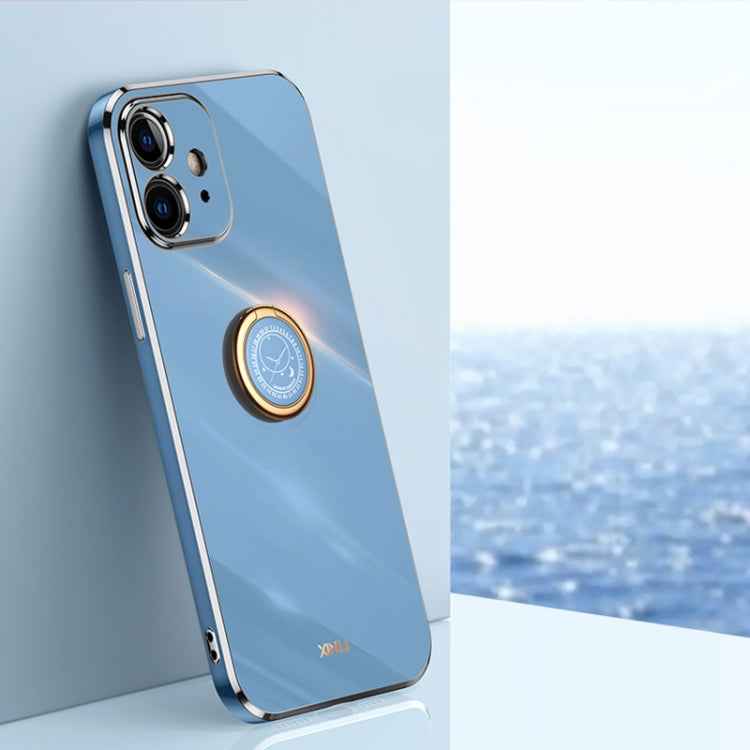 XINLI Straight Edge 6D Electroplate TPU Phone Case with Ring Holder, For iPhone 11 Pro Max, For iPhone 12, For iPhone 12 mini, For iPhone 12 Pro, For iPhone 12 Pro Max, For iPhone X