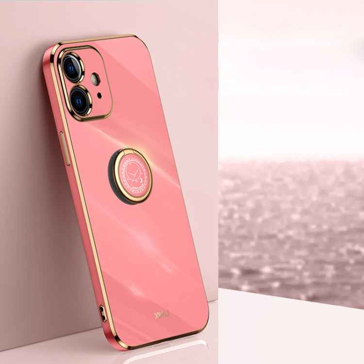 XINLI Straight Edge 6D Electroplate TPU Phone Case with Ring Holder, For iPhone 11 Pro Max, For iPhone 12, For iPhone 12 mini, For iPhone 12 Pro, For iPhone 12 Pro Max, For iPhone X