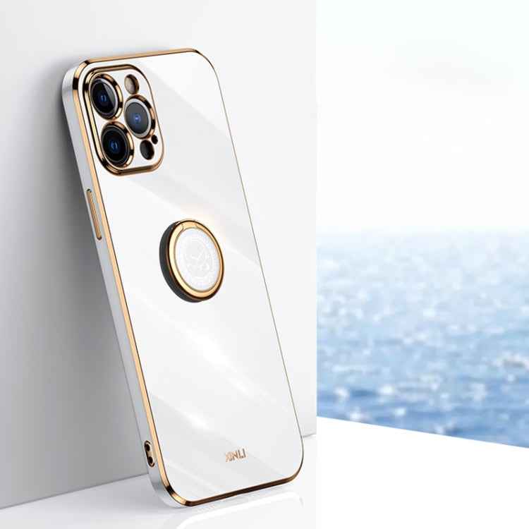XINLI Straight Edge 6D Electroplate TPU Phone Case with Ring Holder, For iPhone 11 Pro Max, For iPhone 12, For iPhone 12 mini, For iPhone 12 Pro, For iPhone 12 Pro Max, For iPhone X