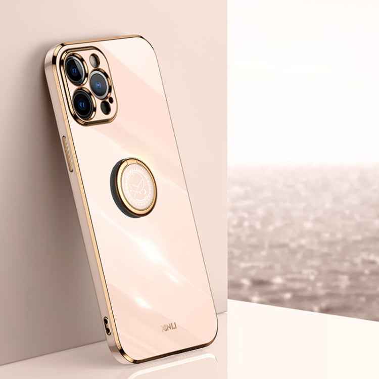 XINLI Straight Edge 6D Electroplate TPU Phone Case with Ring Holder, For iPhone 11 Pro Max, For iPhone 12, For iPhone 12 mini, For iPhone 12 Pro, For iPhone 12 Pro Max, For iPhone X