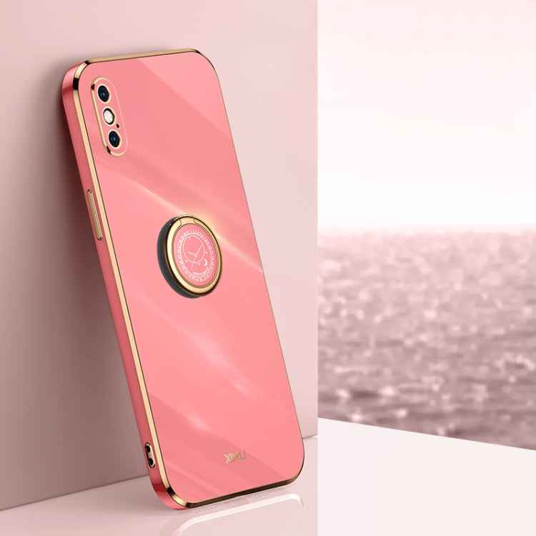 XINLI Straight Edge 6D Electroplate TPU Phone Case with Ring Holder, For iPhone XR, For iPhone XS, For iPhone XS Max