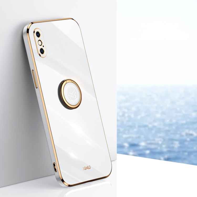 XINLI Straight Edge 6D Electroplate TPU Phone Case with Ring Holder, For iPhone XR, For iPhone XS, For iPhone XS Max