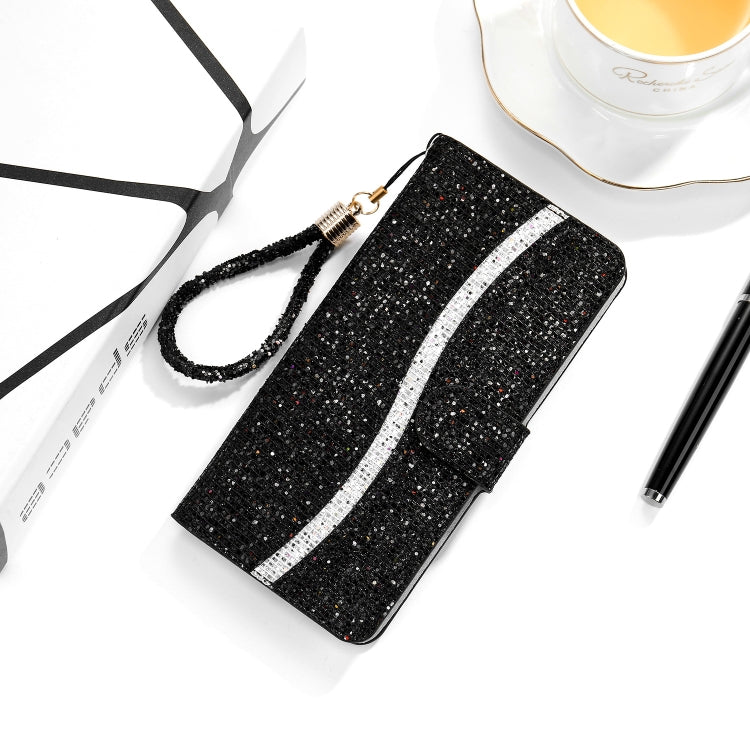Glitter Powder Horizontal Flip Leather Case with Card Slots & Holder & Lanyard, For iPhone 13 mini, For iPhone 13, For iPhone 13 Pro, For iPhone 13 Pro Max, For Samsung Galaxy A03s(EU Version)