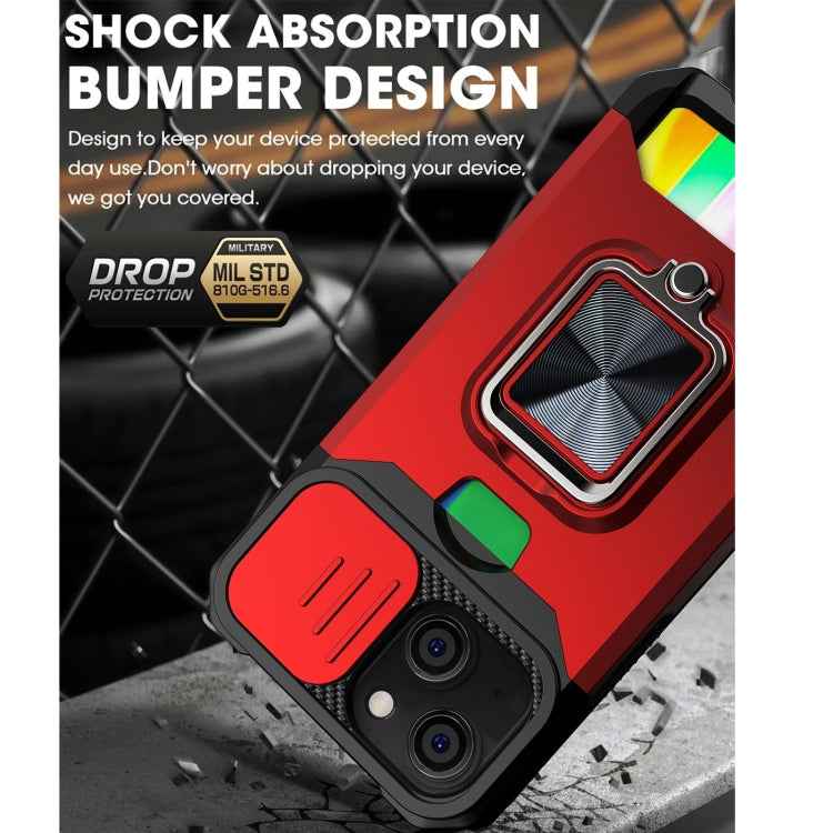 Sliding Camera Cover Design PC + TPU Shockproof Case with Ring Holder & Card Slot, For iPhone 13 mini, For iPhone 13, For iPhone 13 Pro, For iPhone XS / X, For iPhone XR, For iPhone 11 Pro