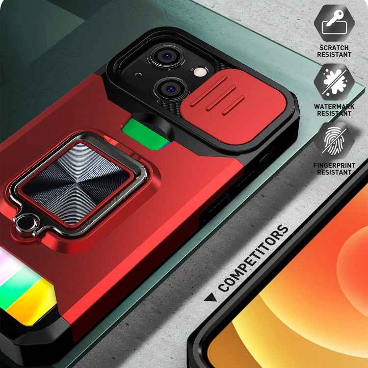 Sliding Camera Cover Design PC + TPU Shockproof Case with Ring Holder & Card Slot, For iPhone 13 mini, For iPhone 13, For iPhone 13 Pro, For iPhone XS / X, For iPhone XR, For iPhone 11 Pro