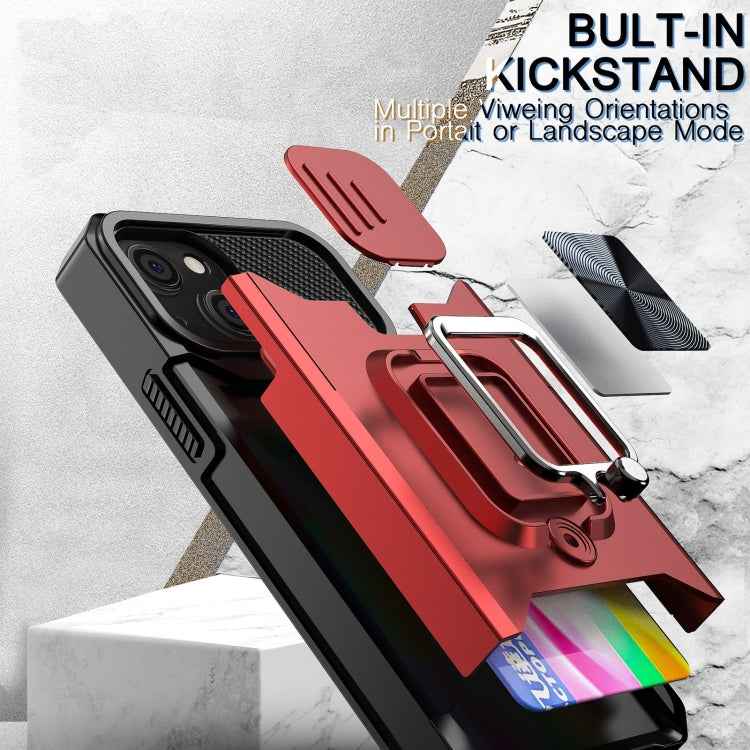 Sliding Camera Cover Design PC + TPU Shockproof Case with Ring Holder & Card Slot, For iPhone 13 mini, For iPhone 13, For iPhone 13 Pro, For iPhone XS / X, For iPhone XR, For iPhone 11 Pro