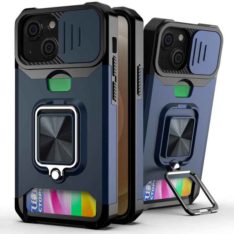 Sliding Camera Cover Design PC + TPU Shockproof Case with Ring Holder & Card Slot, For iPhone 13 mini, For iPhone 13, For iPhone 13 Pro, For iPhone XS / X, For iPhone XR, For iPhone 11 Pro
