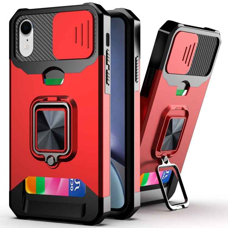 Sliding Camera Cover Design PC + TPU Shockproof Case with Ring Holder & Card Slot, For iPhone 13 mini, For iPhone 13, For iPhone 13 Pro, For iPhone XS / X, For iPhone XR, For iPhone 11 Pro