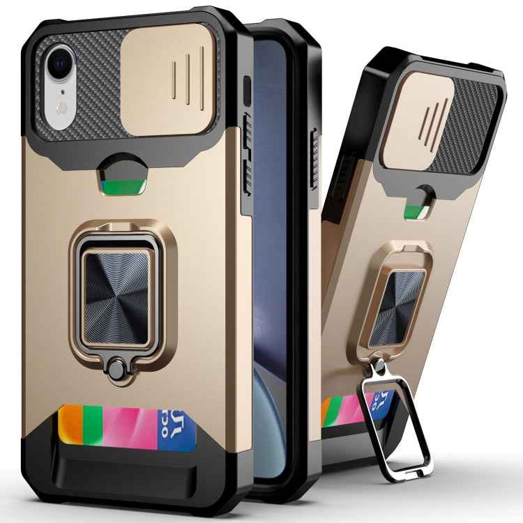 Sliding Camera Cover Design PC + TPU Shockproof Case with Ring Holder & Card Slot, For iPhone 13 mini, For iPhone 13, For iPhone 13 Pro, For iPhone XS / X, For iPhone XR, For iPhone 11 Pro