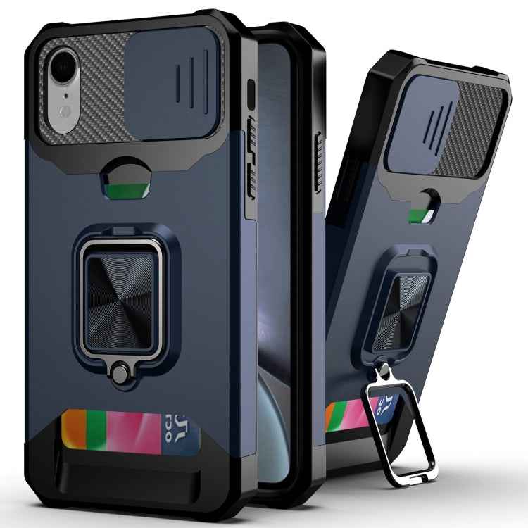 Sliding Camera Cover Design PC + TPU Shockproof Case with Ring Holder & Card Slot, For iPhone 13 mini, For iPhone 13, For iPhone 13 Pro, For iPhone XS / X, For iPhone XR, For iPhone 11 Pro