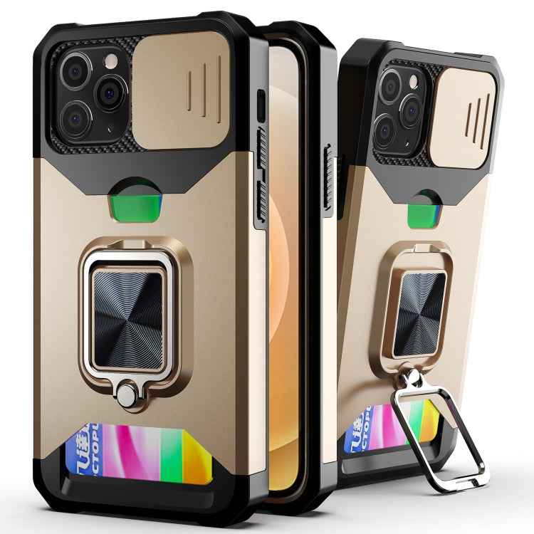 Sliding Camera Cover Design PC + TPU Shockproof Case with Ring Holder & Card Slot, For iPhone 13 mini, For iPhone 13, For iPhone 13 Pro, For iPhone XS / X, For iPhone XR, For iPhone 11 Pro