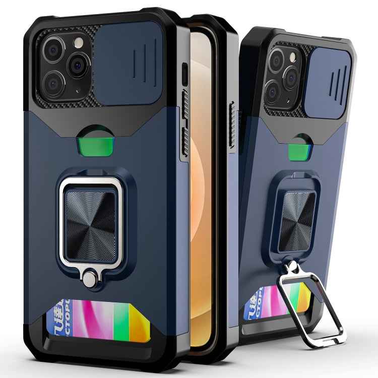 Sliding Camera Cover Design PC + TPU Shockproof Case with Ring Holder & Card Slot, For iPhone 13 mini, For iPhone 13, For iPhone 13 Pro, For iPhone XS / X, For iPhone XR, For iPhone 11 Pro