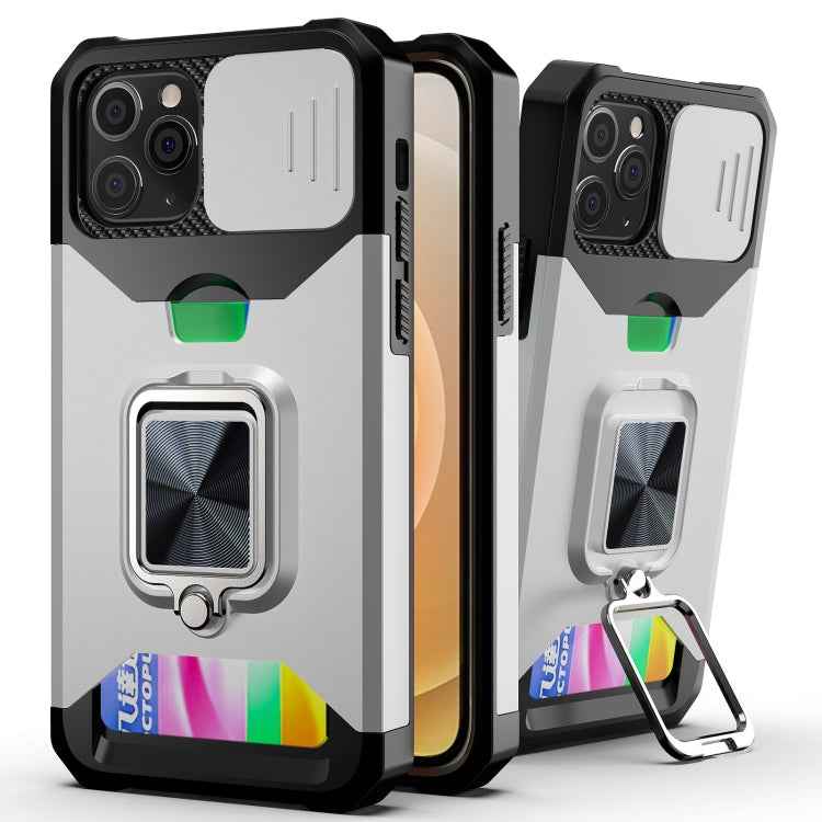 Sliding Camera Cover Design PC + TPU Shockproof Case with Ring Holder & Card Slot, For iPhone 13 mini, For iPhone 13, For iPhone 13 Pro, For iPhone XS / X, For iPhone XR, For iPhone 11 Pro