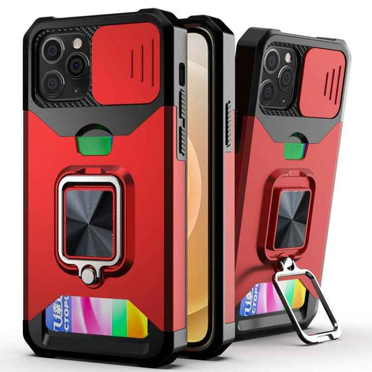 Sliding Camera Cover Design PC + TPU Shockproof Case with Ring Holder & Card Slot, For iPhone 11 Pro Max, For iPhone 12 / 12 Pro, For iPhone 12 Pro Max, For iPhone 13 Pro Max, For iPhone 11, For iPhone XS Max