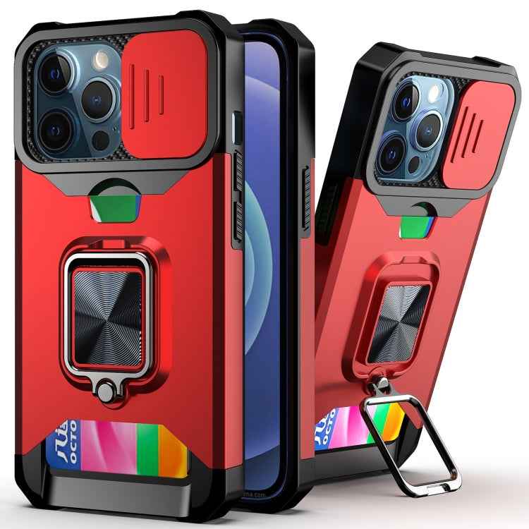 Sliding Camera Cover Design PC + TPU Shockproof Case with Ring Holder & Card Slot, For iPhone 11 Pro Max, For iPhone 12 / 12 Pro, For iPhone 12 Pro Max, For iPhone 13 Pro Max, For iPhone 11, For iPhone XS Max