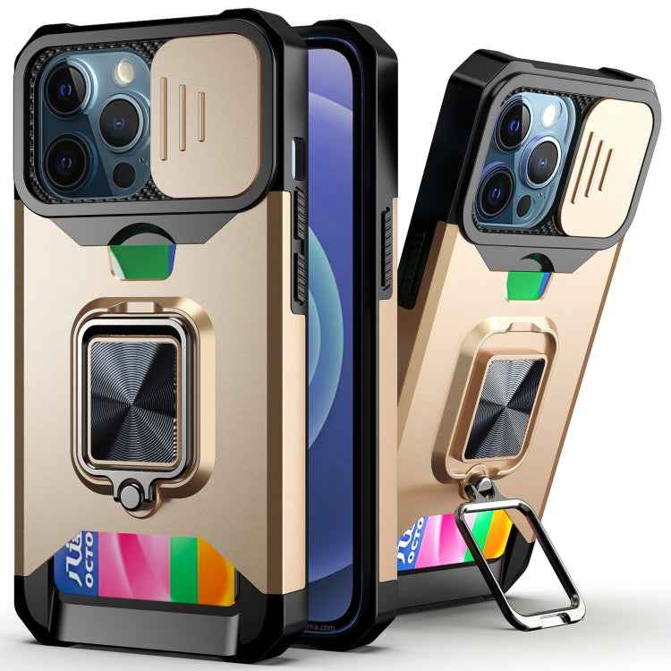 Sliding Camera Cover Design PC + TPU Shockproof Case with Ring Holder & Card Slot, For iPhone 11 Pro Max, For iPhone 12 / 12 Pro, For iPhone 12 Pro Max, For iPhone 13 Pro Max, For iPhone 11, For iPhone XS Max