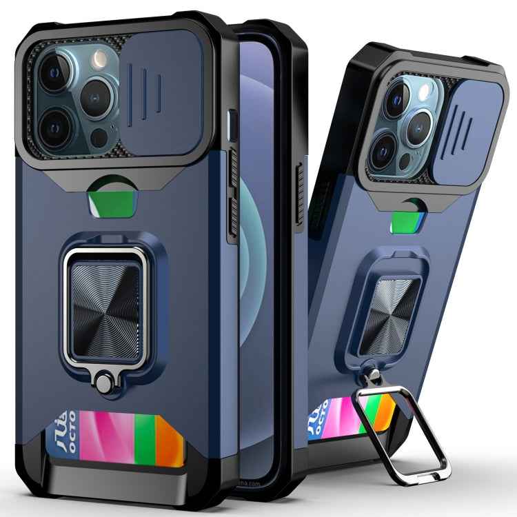 Sliding Camera Cover Design PC + TPU Shockproof Case with Ring Holder & Card Slot, For iPhone 11 Pro Max, For iPhone 12 / 12 Pro, For iPhone 12 Pro Max, For iPhone 13 Pro Max, For iPhone 11, For iPhone XS Max