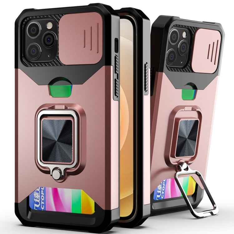 Sliding Camera Cover Design PC + TPU Shockproof Case with Ring Holder & Card Slot, For iPhone 11 Pro Max, For iPhone 12 / 12 Pro, For iPhone 12 Pro Max, For iPhone 13 Pro Max, For iPhone 11, For iPhone XS Max