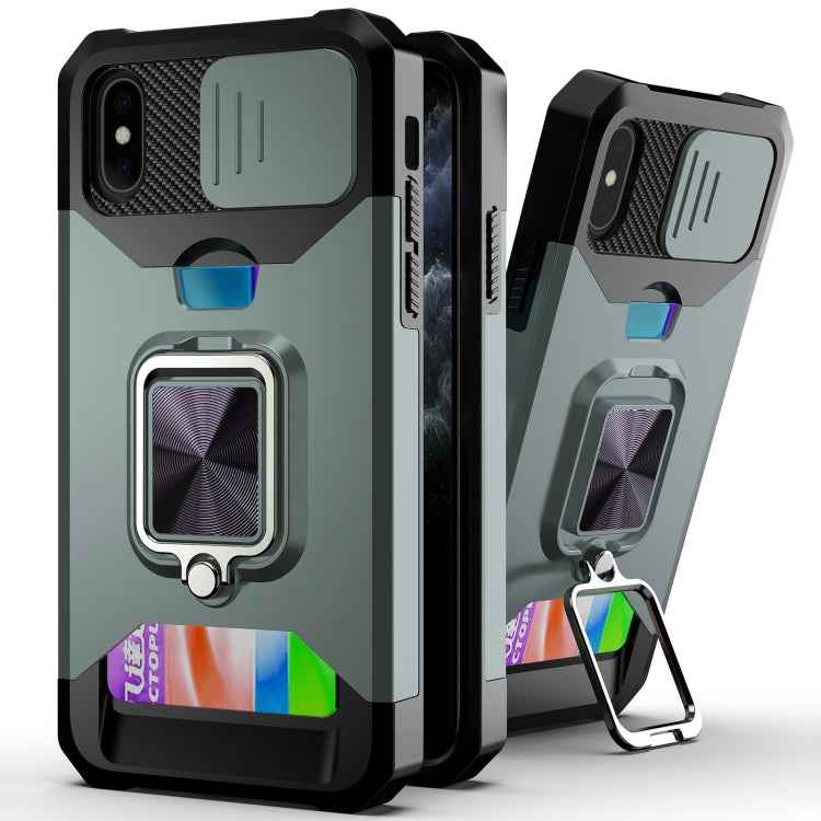 Sliding Camera Cover Design PC + TPU Shockproof Case with Ring Holder & Card Slot, For iPhone 11 Pro Max, For iPhone 12 / 12 Pro, For iPhone 12 Pro Max, For iPhone 13 Pro Max, For iPhone 11, For iPhone XS Max