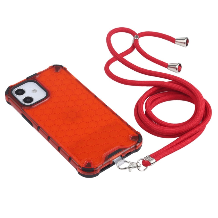 Shockproof Honeycomb PC + TPU Case with Neck Lanyard, For iPhone 12 mini, For iPhone 12 / 12 Pro, For iPhone 12 Pro Max, For iPhone 11, For iPhone 11 Pro, For iPhone 11 Pro Max