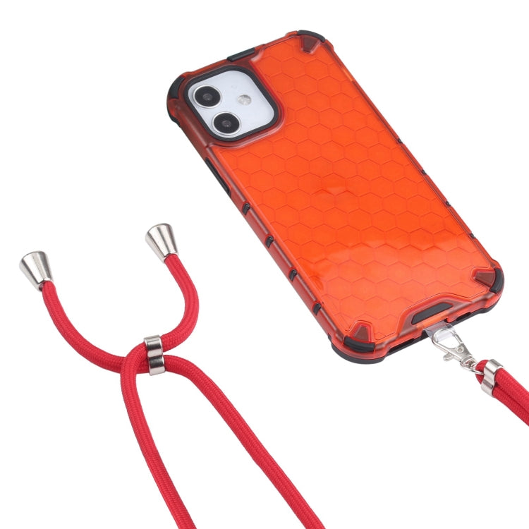 Shockproof Honeycomb PC + TPU Case with Neck Lanyard, For iPhone 12 mini, For iPhone 12 / 12 Pro, For iPhone 12 Pro Max, For iPhone 11, For iPhone 11 Pro, For iPhone 11 Pro Max