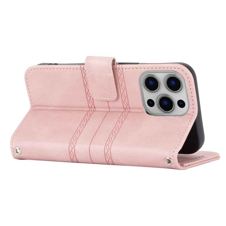 Embossed Striped Magnetic Buckle PU + TPU Horizontal Flip Leather Case with Holder & Card Slot & Wallet & Photo Frame & Sling, For iPhone 13 mini, For iPhone 13, For iPhone 13 Pro, For iPhone 13 Pro Max, For iPhone 12 Pro, For iPhone 12 Pro Max        ...