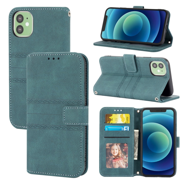 Embossed Striped Magnetic Buckle PU + TPU Horizontal Flip Leather Case with Holder & Card Slot & Wallet & Photo Frame & Sling, For iPhone 13 mini, For iPhone 13, For iPhone 13 Pro, For iPhone 13 Pro Max, For iPhone 12 Pro, For iPhone 12 Pro Max        ...