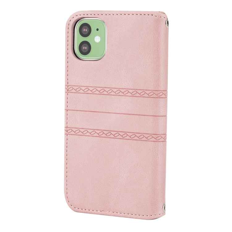 Embossed Striped Magnetic Buckle PU + TPU Horizontal Flip Leather Case with Holder & Card Slot & Wallet & Photo Frame & Sling, For iPhone 11 Pro Max, For iPhone XS / X, For iPhone XS Max, For iPhone XR, For iPhone 8 / 7 / 6                             ...