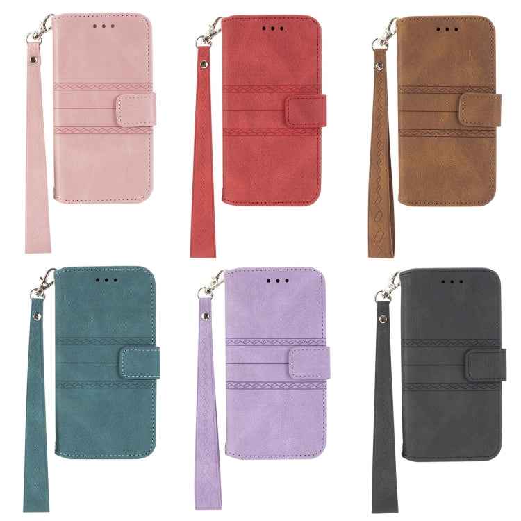 Embossed Striped Magnetic Buckle PU + TPU Horizontal Flip Leather Case with Holder & Card Slot & Wallet & Photo Frame & Sling, For iPhone 11 Pro Max, For iPhone XS / X, For iPhone XS Max, For iPhone XR, For iPhone 8 / 7 / 6                             ...