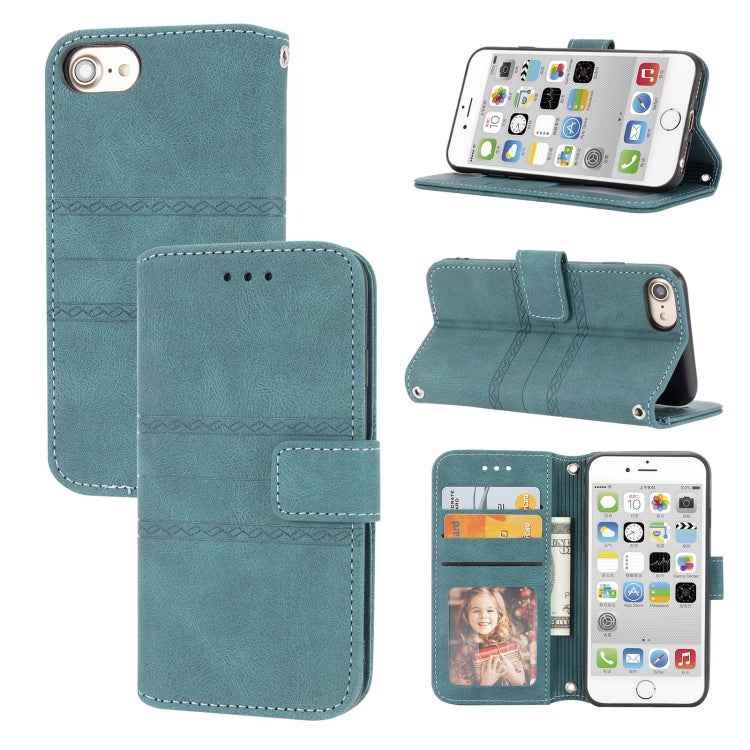 Embossed Striped Magnetic Buckle PU + TPU Horizontal Flip Leather Case with Holder & Card Slot & Wallet & Photo Frame & Sling, For iPhone 11 Pro Max, For iPhone XS / X, For iPhone XS Max, For iPhone XR, For iPhone 8 / 7 / 6                             ...