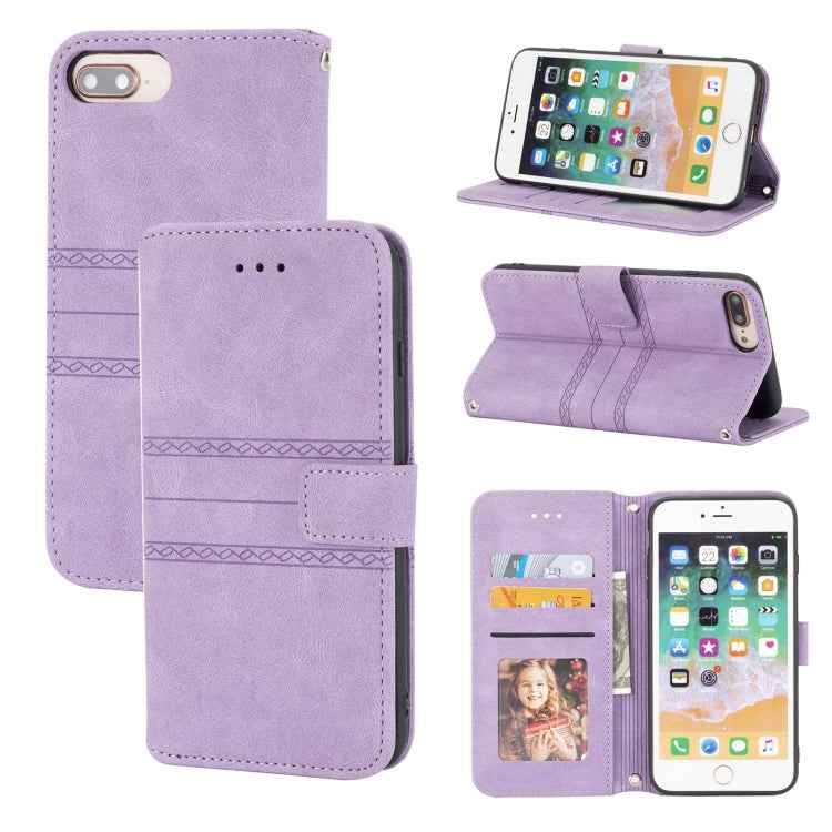 Embossed Striped Magnetic Buckle PU + TPU Horizontal Flip Leather Case with Holder & Card Slot & Wallet & Photo Frame & Sling, For iPhone 11 Pro Max, For iPhone XS / X, For iPhone XS Max, For iPhone XR, For iPhone 8 / 7 / 6                             ...