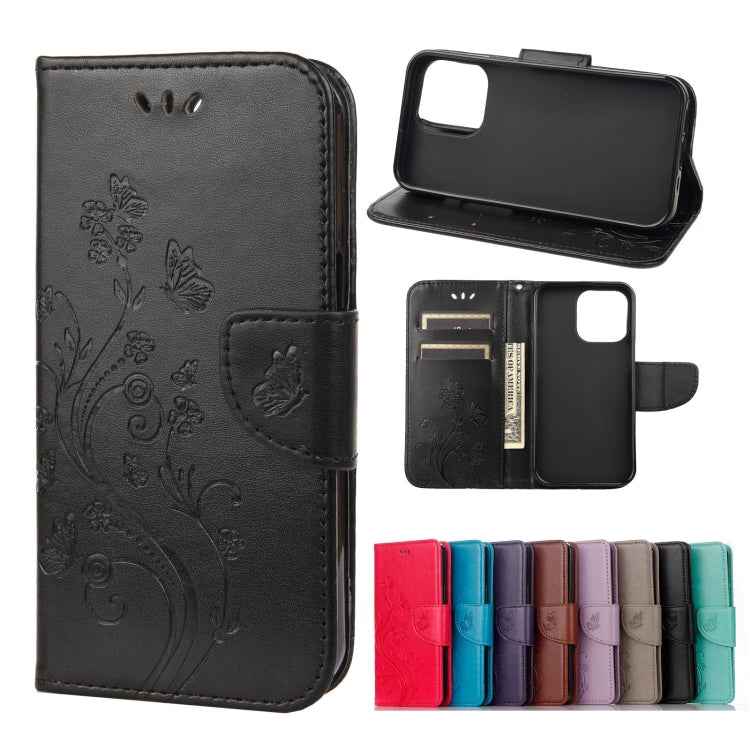 Butterfly Flower Pattern Horizontal Flip Leather Case with Holder & Card Slots & Wallet, For Samsung Galaxy A03s 164mm, For iPhone 13 mini, For iPhone 13, For iPhone 13 Pro, For iPhone 13 Pro Max