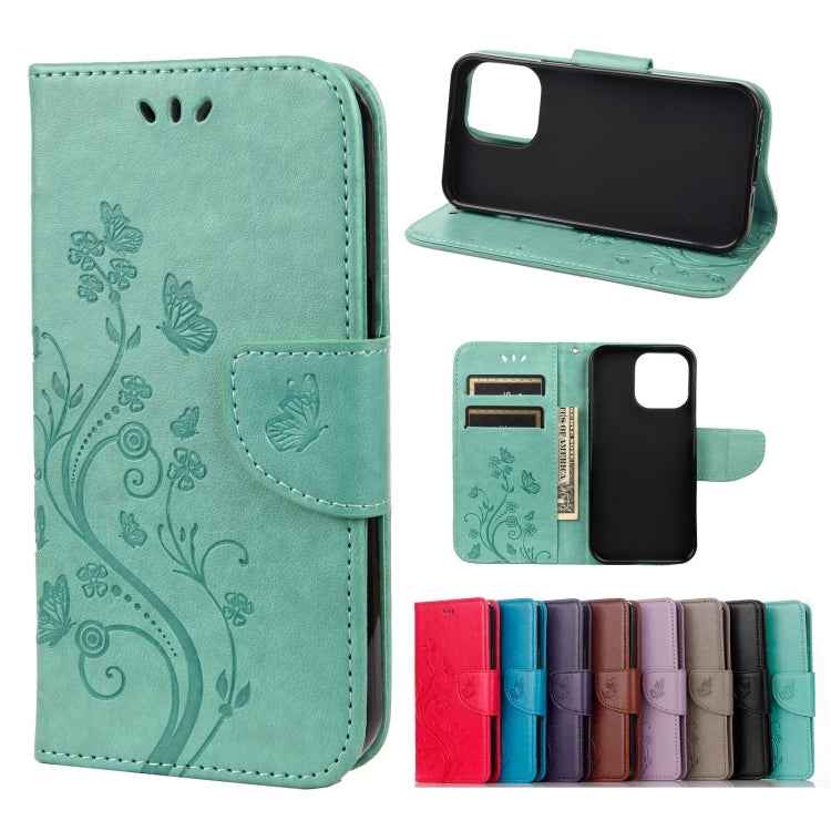 Butterfly Flower Pattern Horizontal Flip Leather Case with Holder & Card Slots & Wallet, For Samsung Galaxy A03s 164mm, For iPhone 13 mini, For iPhone 13, For iPhone 13 Pro, For iPhone 13 Pro Max