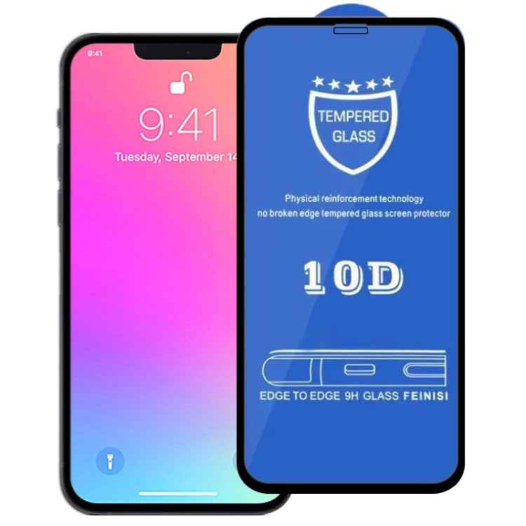 9H 10D Full Screen Tempered Glass Screen Protector, For iPhone 13 mini  (Black) (1 PC), For iPhone 13 / 13 Pro  (Black) (1 PC), For iPhone 14 Plus / 13 Pro Max (Black) (1 PC)