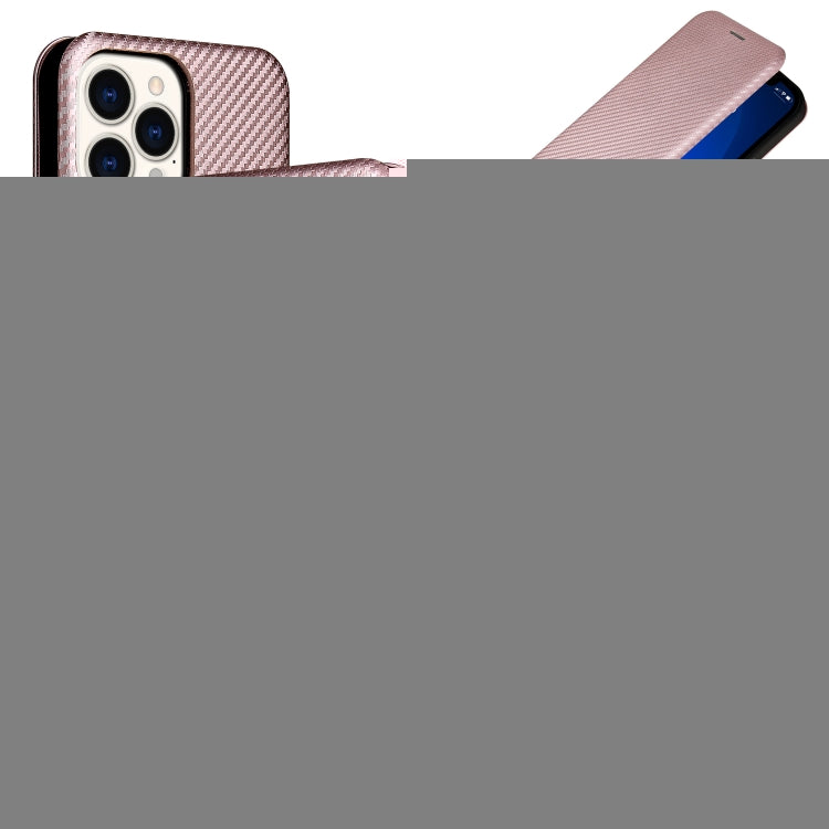 Carbon Fiber Texture Magnetic Horizontal Flip TPU + PC + PU Leather Case with Card Slot, For iPhone 13 Pro Max, For iPhone 13 Pro, For iPhone 13, For iPhone 13 mini
