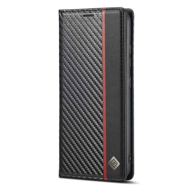 LC.IMEEKE Carbon Fiber PU + TPU Horizontal Flip Leather Case with Holder & Card Slot & Wallet For Samsung Galaxy A32 5G(Vertical Black)