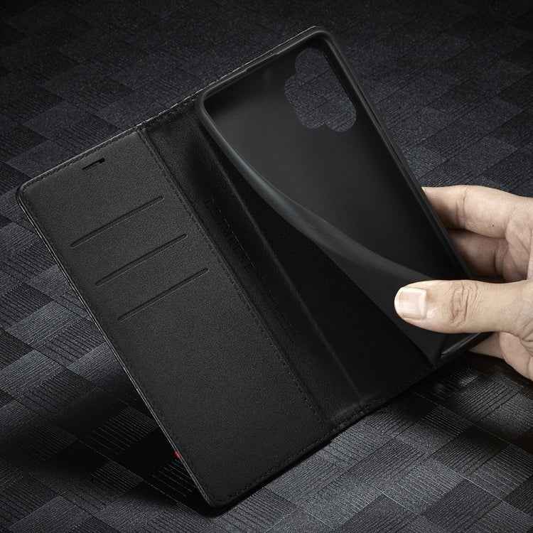 LC.IMEEKE Carbon Fiber PU + TPU Horizontal Flip Leather Case with Holder & Card Slot & Wallet For Samsung Galaxy A32 5G(Vertical Black)