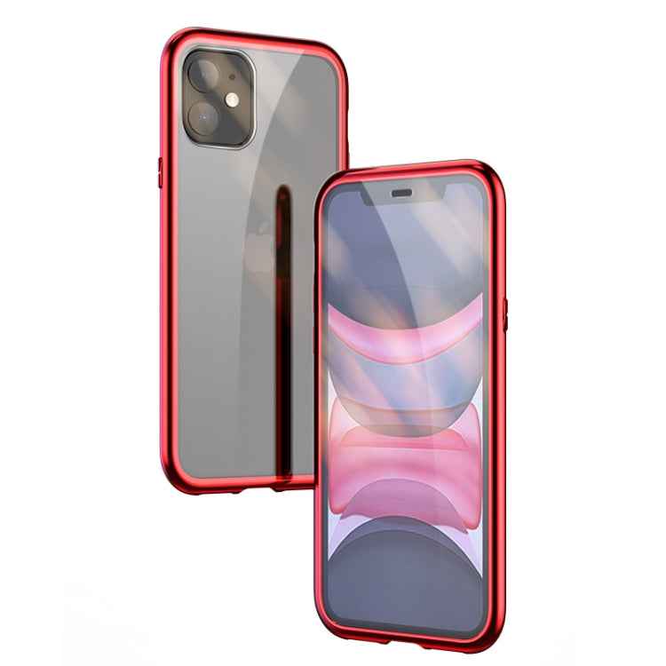 Ultra Slim Double Sides Magnetic Adsorption Angular Frame Tempered Glass Magnet Flip Case, For iPhone 11, For iPhone 11 Pro, For iPhone 11 Pro Max
