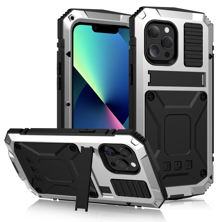 R-JUST Shockproof Waterproof Dust-proof Metal + Silicone Protective Case with Holder, For iPhone 13, For iPhone 13 Pro, For iPhone 13 Pro Max, For iPhone 13 mini