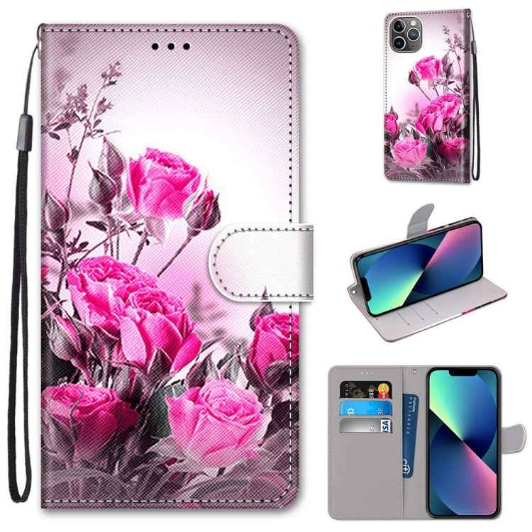 Coloured Drawing Cross Texture Horizontal Flip PU Leather Case with Holder & Card Slots & Wallet & Lanyard, For iPhone 13 mini, For iPhone 13