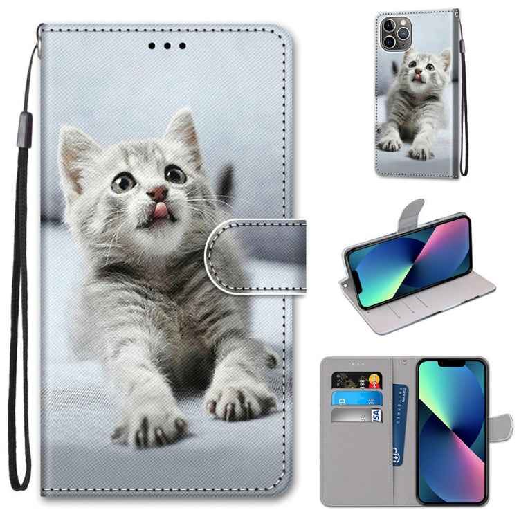 Coloured Drawing Cross Texture Horizontal Flip PU Leather Case with Holder & Card Slots & Wallet & Lanyard, For iPhone 13 mini, For iPhone 13