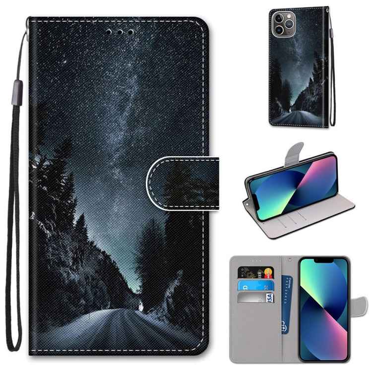Coloured Drawing Cross Texture Horizontal Flip PU Leather Case with Holder & Card Slots & Wallet & Lanyard, For iPhone 13 mini, For iPhone 13