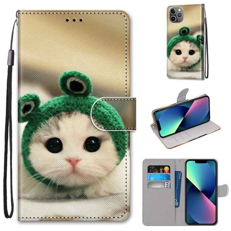 Coloured Drawing Cross Texture Horizontal Flip PU Leather Case with Holder & Card Slots & Wallet & Lanyard, For iPhone 13 mini, For iPhone 13