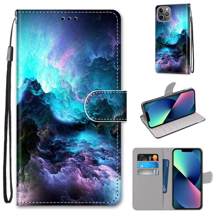 Coloured Drawing Cross Texture Horizontal Flip PU Leather Case with Holder & Card Slots & Wallet & Lanyard, For iPhone 13 mini, For iPhone 13