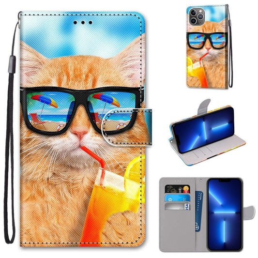 Coloured Drawing Cross Texture Horizontal Flip PU Leather Case with Holder & Card Slots & Wallet & Lanyard, For iPhone 13 Pro, For iPhone 13 Pro Max