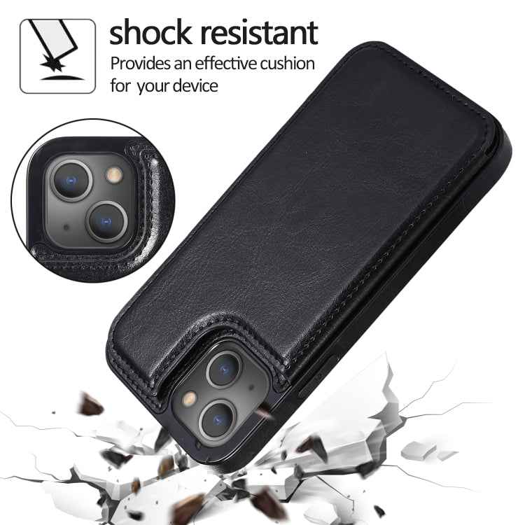 Double Buckle Shockproof PU Protective Case with Card Slots & Holder, For iPhone 13, For  iPhone 13 Mini, For iPhone 13 Pro, For iPhone 13 Pro Max