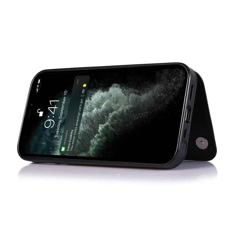 Double Buckle Shockproof PU Protective Case with Card Slots & Holder, For iPhone 13, For  iPhone 13 Mini, For iPhone 13 Pro, For iPhone 13 Pro Max