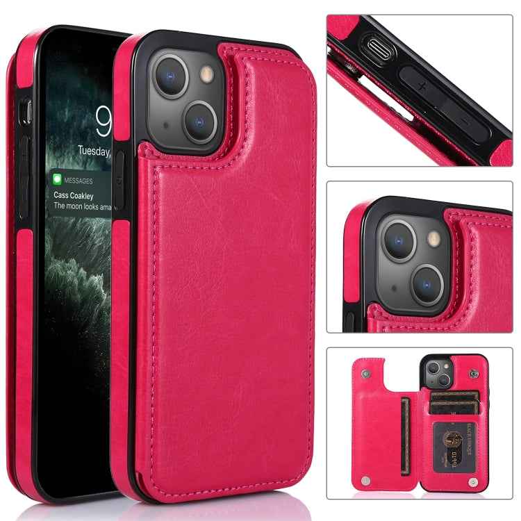 Double Buckle Shockproof PU Protective Case with Card Slots & Holder, For iPhone 13, For  iPhone 13 Mini, For iPhone 13 Pro, For iPhone 13 Pro Max