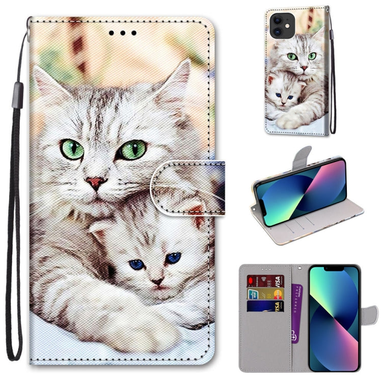 Coloured Drawing Cross Texture Horizontal Flip PU Leather Case with Holder & Card Slots & Wallet & Lanyard, For iPhone 13 mini, For iPhone 13